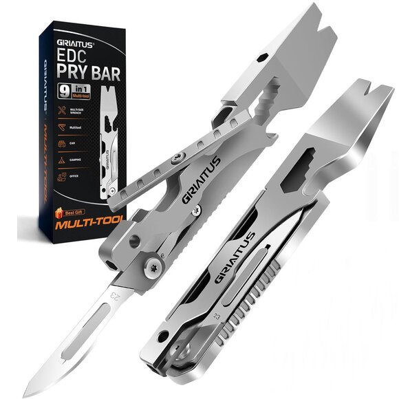 EDC Pry Bar 9-In-1 Multi-Tool Knife Screwdriver Wrench Bottle Opener - NEW - Picture 1 of 8